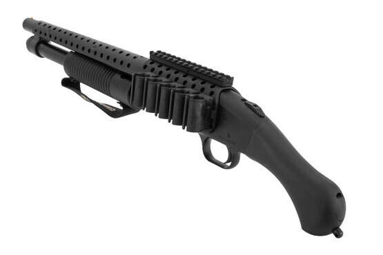 590 Shockwave SPX Shotgun has a 6 round capacity and features a side mounted shell carrier